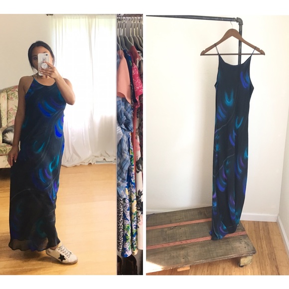 Vintage Dresses & Skirts - Vintage Simply Silk 100%Silk Halter Abstract Maxi